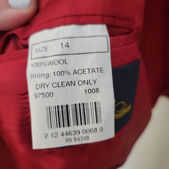 Brooks Brothers Red 100% Wool Lined Double Breasted Blazer Gold Buttons Women's - Picture 6 of 6